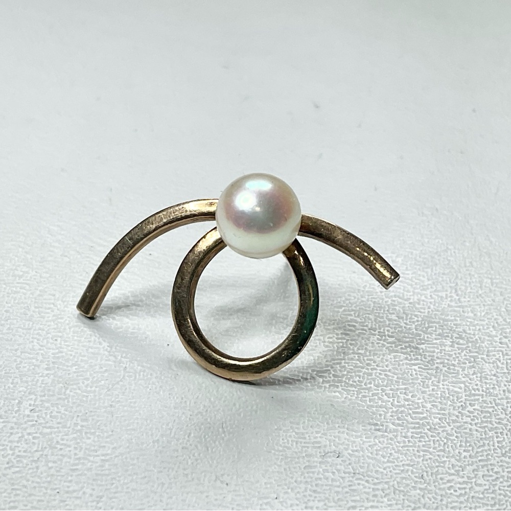 Vintage 10K Japanese Pearl Rose Gold Pin